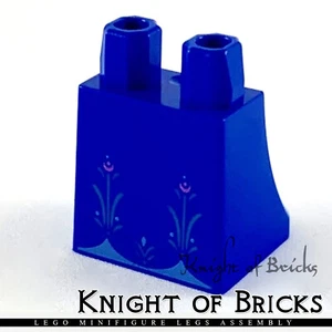 LEGO Minifigura Piernas AZUL Falda con 2 Flores Verde Brillante y Rosa Oscuro - Imagen 1 de 2