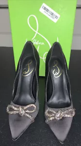 New Sam Edelman Womens Deela Scalloped Black satin Pumps Shoes Size 6 - Picture 1 of 6