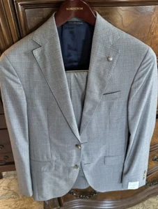 Jack Victor “DEAN CT” Super 130’s Gray Micro Plaid Suit $1198 Size 38 Regular - Picture 1 of 24