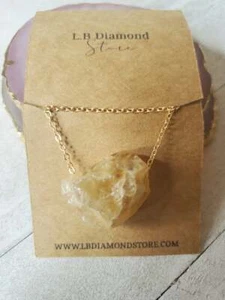 Rohkristall Halskette - Natursteine Heilstein Anhänger Halskette Citrin - Bild 1 von 8