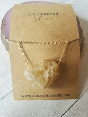 Collar Cristal Crudo - Piedras Naturales Piedra Curativa Colgante Collar Citrino Foto 1 de 4