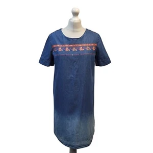 Poem Blue Denim Short Sleeve T-Shirt Dress Women's UK 10 W28-36 - Picture 1 of 5