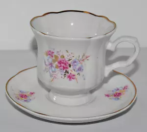 Coppia di tazze e piattini KOROSTEN porcellana ucraina tè caffè foral - tazza crepata - Foto 1 di 8