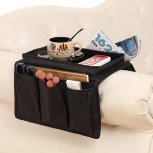 Sofa Armrest Organizer with Cup Holder Tray Couch Armchair Caddy Storage Pockets - Picture 1 of 15