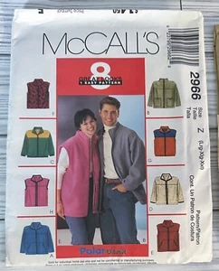 UNCUT McCalls 2966 Men’s Women’s Teens Sz Lg XL XXL Jacket Vest Sewing Pattern - Picture 1 of 3