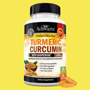 BioSchwartz Organic Turmeric Curcumin, Bioperine Enhanced Absorption, 90 ct - Picture 1 of 5
