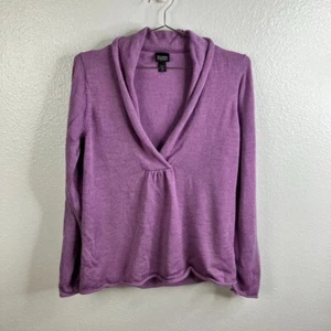 Eileen Fisher Merino Wool Shawl Neck Sweater Size PS Purple Italian Yarn Classic - Picture 1 of 6