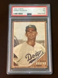 1962 Sandy Koufax, Topps 5, JUST GRADED! EX, PSA 5