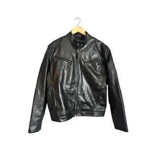 Vintage US Polo Assn Leder Rennfahrer Motorradjacke Herren M schwarz - Bild 1 von 7