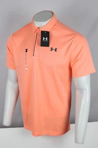Under Armour Men's Tech Polo Short Sleeve Shirt Flare Orange Pitch Gray 897 - Picture 1 of 4