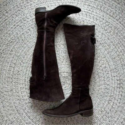 [36] Botas por encima de la rodilla de gamuza marrón chocolate Browns Couture hechas en Italia Foto 1 de 4