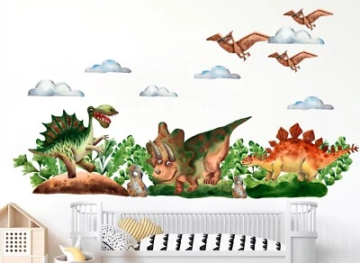 Calcomanías de pared grandes de dinosaurio jurásico pelar y pegatina de pared decoración de guardería Foto 1 de 3