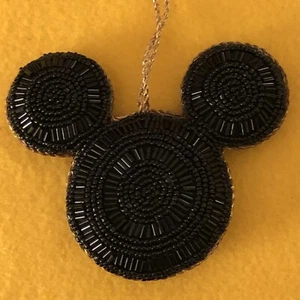Beaded Mickey Mouse Ears Ornament ,Black With Gold Cord, Disney - Picture 1 of 8