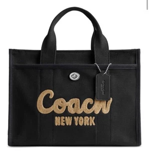 ❤️ Bolso de mano Coach Cargo plateado/negro mediano CP158 - Imagen 1 de 6