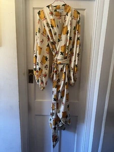 New Never Fully Dressed Picante Multicoloured Silky Satin Midi Wrap Dress,UK 14 - Picture 1 of 22