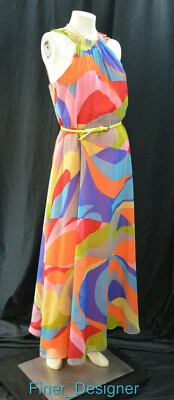 Muse Boston Proper Dress MOD Sleeveless Dress Gown chiffon maxi geo Size 12 NEW - Image 1 of 4