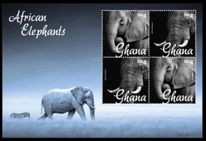  African Elephants, Zebra, Wild Animals Ghana 2014 MNH 4v SS  - Picture 1 of 1
