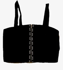 Bozzolo schwarz Reißverschluss vorne Babe quadratischer Ausschnitt Crop Tank Top sportlich Sport BH Gr. M - Bild 1 von 6