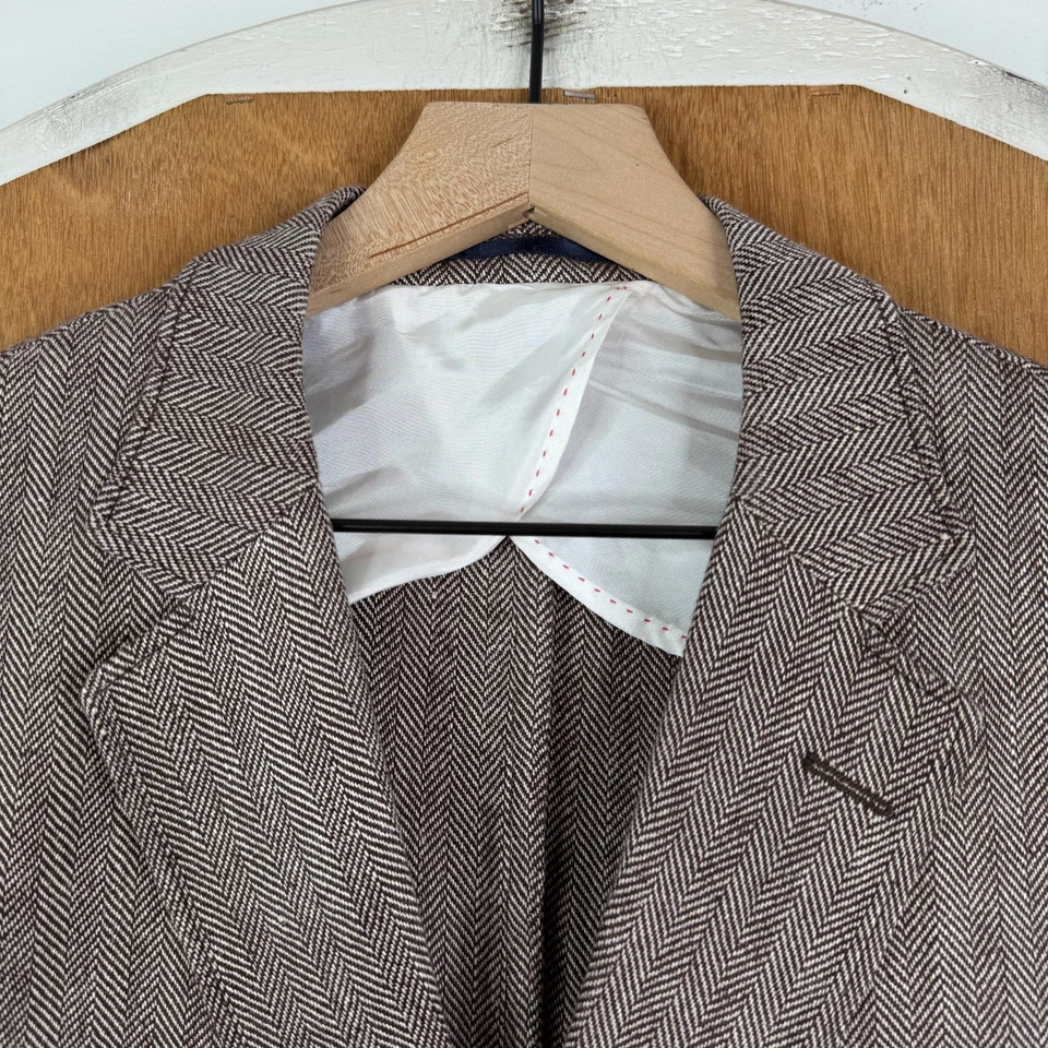 Gant Blazer мужской 44R коричневый Herringbone 2 кнопки 100% льняной Sport пальто куртка - Изображение 1 из 4