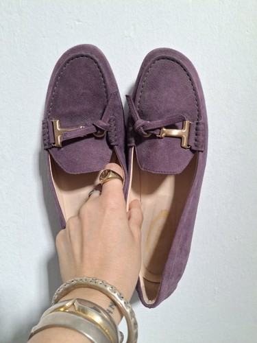 TOD’S Mocassini vintage TODS donna scamosciati viola melanzana Scarpe EU 39 UK 6