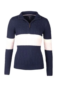 Ladies Quarter Zip Overhead Jumper Women's Country Knitwear Sweater Rydale - Picture 1 of 2