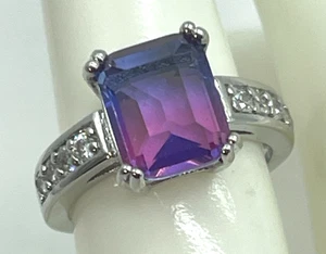 Ring 925 Silver Pink Kunzite Gemstone w/Clear Crystal Accents Size 6 - Picture 1 of 8