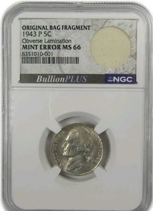 1943 P Jefferson Nickel MS 66 NGC Lamination Mint Error SKU:I20309 - Picture 1 of 2