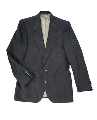 Blazer Vintage Lanvin Preto Pena Camurça Mort Wallin Masculino 40R Fabricado nos EUA Luxo - Imagem 1 de 4