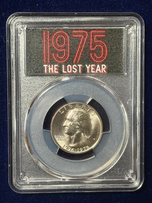 1976 D “1975 El año perdido” graduación profesional MS64 25c Foto 1 de 2