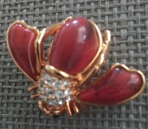 Rare Joan Rivers Bumble Bee Brooch Pin Orange Crystal Accents - Bild 1 von 1