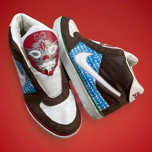 Vintage Nike SB Maurk Mogan Mid 3 Brown White Leather Sneakers 317496-211 Sz 9.5 - Picture 1 of 10