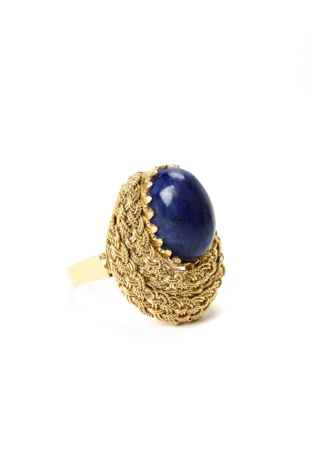 Anillo de diseño tejido lapislázuli de oro amarillo de 18 quilates talla 6 8,5 g Foto 1 de 4