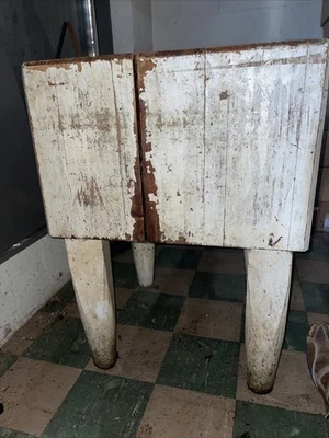 Bloque de carnicero antiguo vintage, auténtico bloque de carnicero Foto 1 de 4