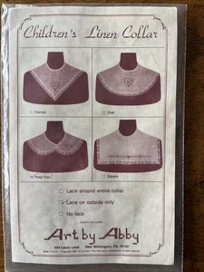 Cuello Peter Pan de lino vintage para niños con ribete de encaje - arte de Abby 1986 - Imagen 1 de 2