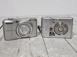 NIKON Coolpix L29 And L12 Digital Cameras Silver Compact Tested And Working - Picture 1 of 24