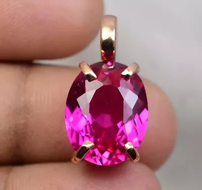Colgante Rubí Rosa Natural Plata de Ley 925 11 x 15 mm Ovalado con Certificado Foto 1 de 4
