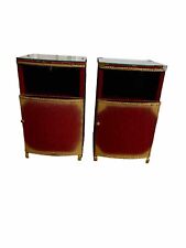 Pair of Lloyd Loom Wicker Bedside Tables / Cabinet Red & Gold 1930/ 40 S  