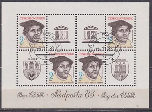 CZECHOSLOVAKIA 1983 SC#2446a. USED s/s, Nordposta ’83, Martin Luther. - Imagen 1 de 1