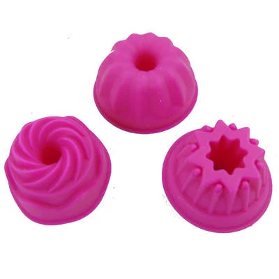 3 Stück Cupcake Formen Silikon 5,5cm Ø Pink Backen Küche Muffin Gugelhupf Optik - Bild 1 von 3