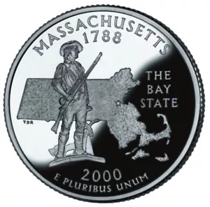 2000 S Proof Massachusetts State Quarter Uncirculated US Mint - Picture 1 of 2