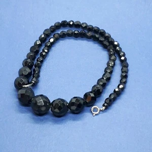 Vintage faceted French jet, graduated beads, 4mm to12mm diameter, length 38.5 cm - Picture 1 of 7