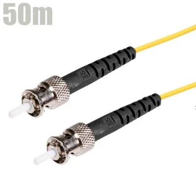 50M ST to ST UL Single Mode 9/125 Simplex Fiber Optic Optical Cable OFNR Yellow - Image 1 of 2