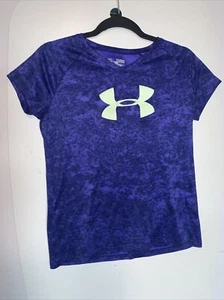 Under Armour Youth Heat Gear Size Extra Large Loose Blue Tee Shirt #263 - Picture 1 of 7