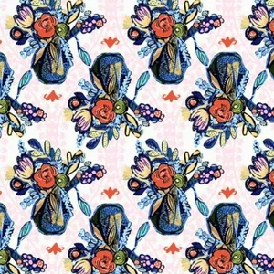 Boho Blooms Vases of Flowers Cotton Fabric Free Spirit By the Yard - Picture 1 of 2