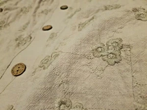 Women Beige Embroidered Floral Jacket Collarless Buttons Pockets Size S 8 - Picture 1 of 3