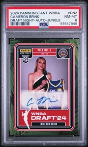 Cameron Brink Panini Instant WNBA Draft Night #2 Jungle Auto 17/25 NM-MT PSA 8 - Picture 1 of 2