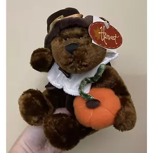 Dan Dee Peluche Orso Pellegrino che tiene Zucca 7" Seduto Morbido Peluche - Foto 1 di 5