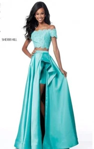 Sherri Hill 51857 Teal Stunning Pageant Gown Dress sz 2 NWT SALE! - Picture 1 of 5