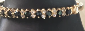 Bracciale Bracciale con Strass Nero e Trasparente Tono Oro Diametro 8" - Foto 1 di 2