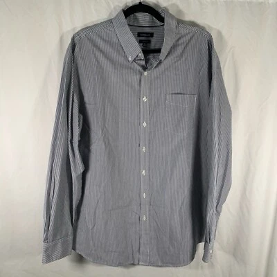 Camisa de vestir Croft & Barrow para hombre XL azul blanco a rayas con botones fácil cuidado Foto 1 de 4